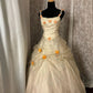 White suspender waist slim fit three-dimensional flower puffy skirt dress, prom dress R5384
