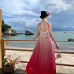 Gradient color loose suspender dress seaside holiday beach dress atmosphere long dress R1614