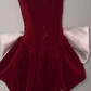 Birthday dress high-end party dress high-end niche temperament tube top velvet dress R1792