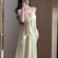 Gentle temperament irregular suspender top skirt two-piece suit for women R0534