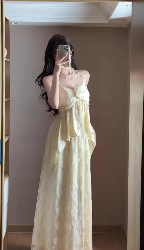 Gentle temperament irregular suspender top skirt two-piece suit for women R0534