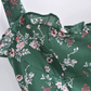 2025 Summer New Retro Green Floral Fungus Small A-line Suspender Dress R0926