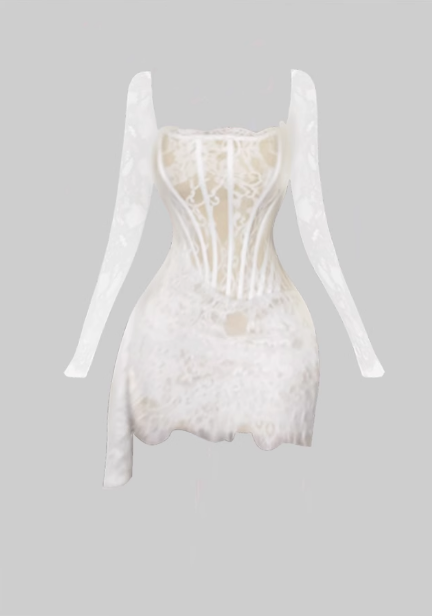 Pure desire hot girl lace fishbone long-sleeved dress 2025 waist hip ribbon skirt R1085