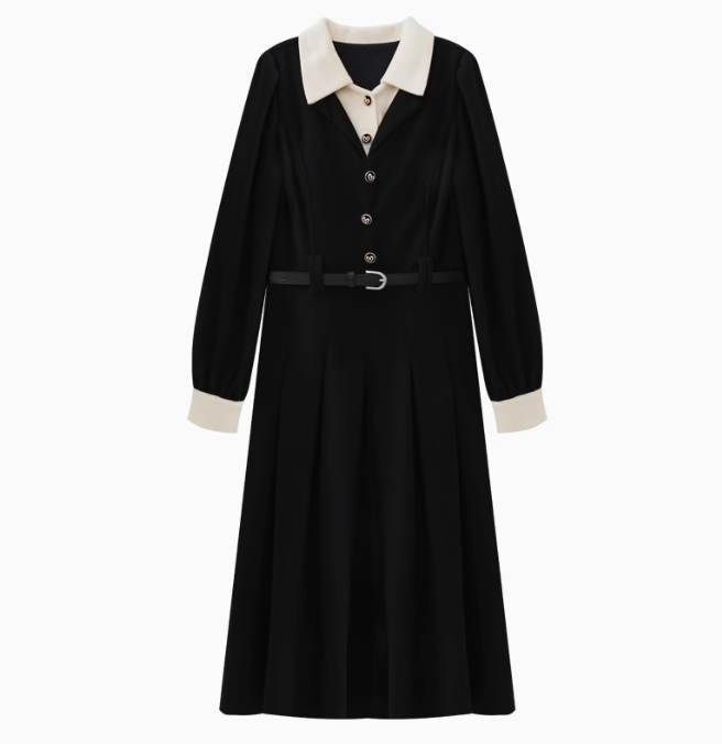 French style black dress spring high-end interview dress R1916