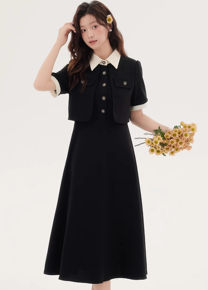 Formal dress shirt dress design niche high-end waist long skirt R2379
