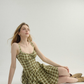 French suspender skirt seaside holiday short skirt fairy skirt plaid dress R2765