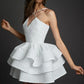 White halter neck tube top waist sexy puffy skirt homecoming dress R3643