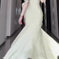 French ruffled sling satin dress large size high-end dress temperament slim fishtail skirt R1840