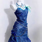 Deep blue sequined sling waist pleated princess homecoming dress R3108