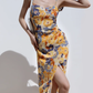 French retro slim fit dress with side slit and waist cinching for slimming effect, long suspender dress R2867