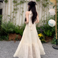 White lace off-shoulder beach maxi dress holiday suspender dress French retro dress R1697