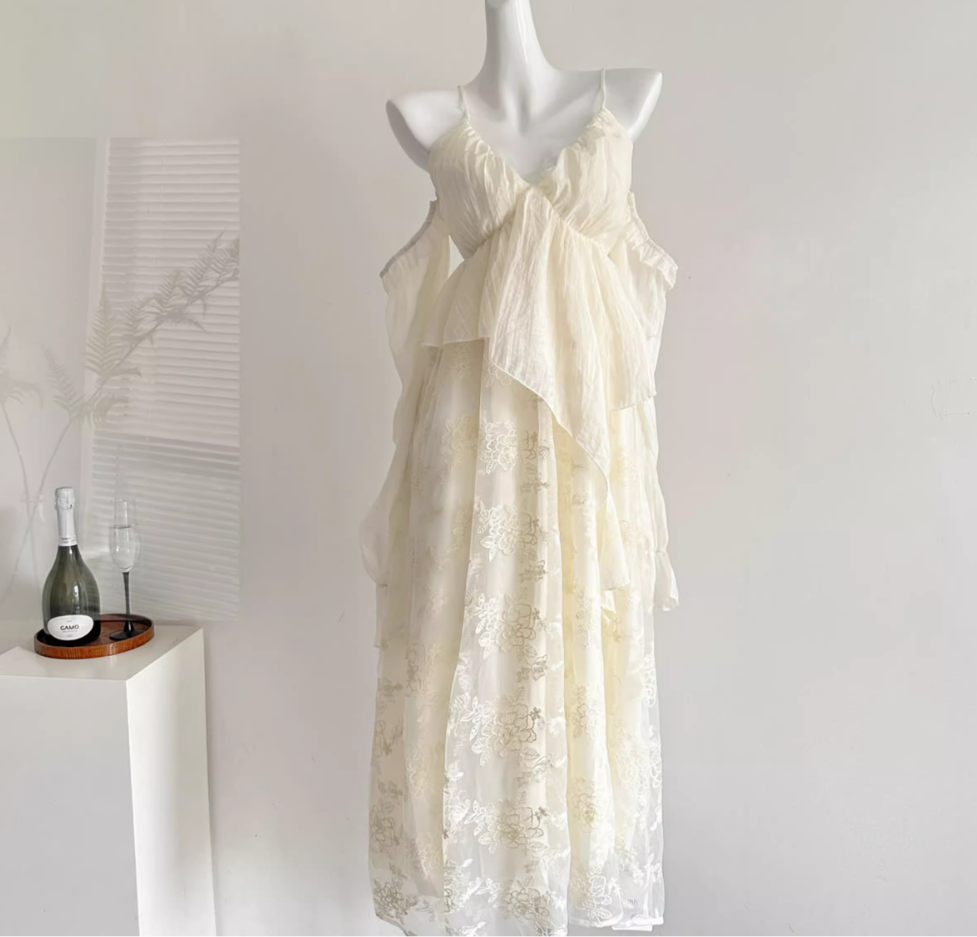 Fairy beauty romantic light dress two-way design heavy mesh suspender skirt R2111