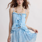 French suspender skirt seaside holiday dress floral skirt short skirt small skirt for women R3494