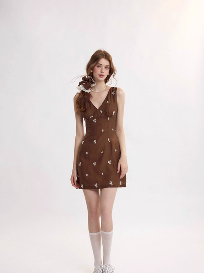 Mia Diary French vest dress summer vacation wear short dress R2713