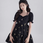 Black hollow high-end short skirt sweet jacquard baby doll skirt summer back bow dress for women R4114