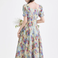 Tea break French retro oil painting dress new beach dress holiday super fairy dress R2389