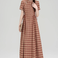 New Chinese style cheongsam dress new slim retro plaid long skirt R2407