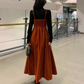 Fairy French retro velvet suspender skirt slim fit waist long skirt dress R1722