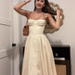 White suspender satin waist slim long skirt homecoming dress R3852