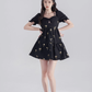 Black hollow high-end short skirt sweet jacquard baby doll skirt summer back bow dress for women R4114