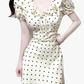 2025 Summer New French Gentle Style Polka Dot Puff Sleeves Ruffled V-Neck Dress R0912