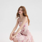 Floral suspender skirt outfit with waist-pinching dress pink short skirt for women in summer R3458