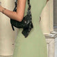 Green round neck sleeveless waist slim A-line short skirt homecoming dress R3836