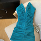Green rich lady v-neck tube top dress female temperament dress backless sexy short hip skirt R3950