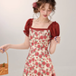 2025 summer new French retro red dress beautiful floral dress R1929