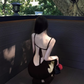 Black fishtail halter dress sexy hip-wrapped lace-up holiday inner long skirt R1520