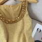 French style Chanel style vest dress new style waist slimming beaded temperament short skirt R3949