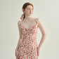 Floral dress pink short skirt French style high-end suspender skirt petite short skirt for women R3463