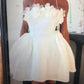 White halter neckline three-dimensional flower sexy slim A-line princess dress homecoming dress R2445
