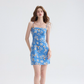 French floral suspender skirt blue dress short skirt summer skirt R2697