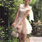 Gentle temperament lace off-shoulder dress beautiful waist small dress tutu skirt R0793