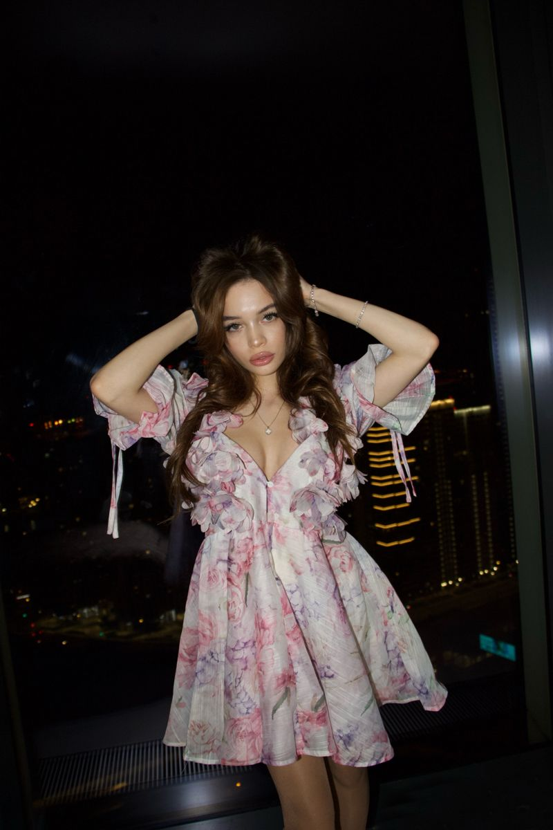 Flowy Chiffon Women's Homecoming Dress Floral Corset Short Prom Gown Birthday Dress RS3166
