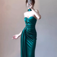 Birthday dress high-end evening dress high-end niche satin tube top halter neck dress R1765