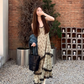 Fairy floral sling cake skirt retro college style v-neck tea break French niche design dress R1733