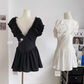 Tea break French pleated dress 2025 new waist slim Hepburn style little black dress R0152