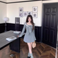 Sweet and spicy navy collar long-sleeved dress 2025 pure desire waist A-line short skirt R1094