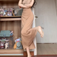 Large size French pure desire style V-neck pleated dress hot girl figure hip long skirt R1867