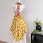 Yellow holiday style irregular backless suspender skirt + skirt R2032