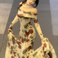 French retro rose print off-shoulder dress for women mermaid vintage dress     S5756