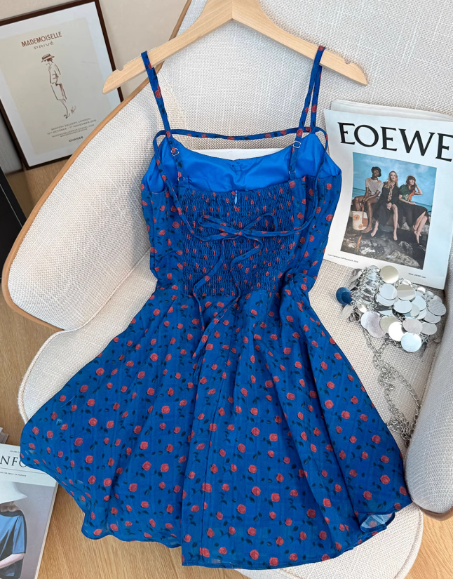 Pure desire style sexy suspender dress female new style waist slimming holiday style A-line skirt R3993