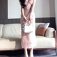 Floral suspender dress beautiful figure showing beautiful slim temperament long dress R0672