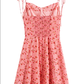 2025 Summer New Pink Floral Tube Top Lace-up Seaside Holiday Suspender Dress R0959