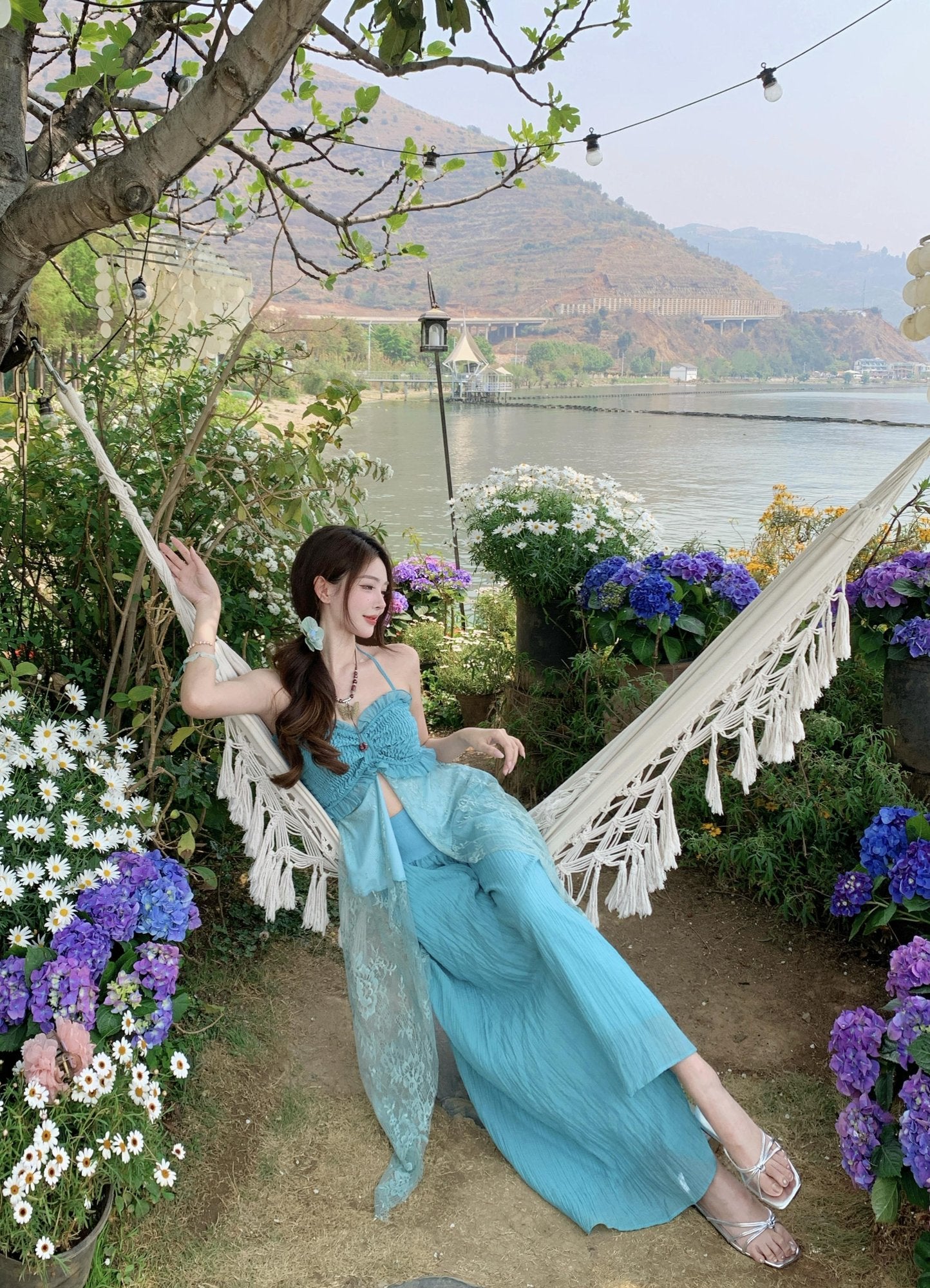 Beautiful unique green tube top casual wide leg pants two piece suit 2025 R0780