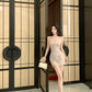 Blue suspender dress, sexy waist, slim hip skirt R0579