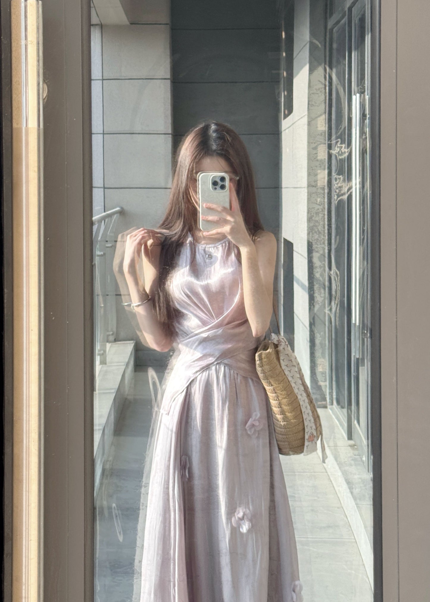 Beautiful outfit set gentle temperament purple sleeveless vest a-line skirt two-piece set R0832