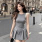 Pure desire style gray sleeveless vest dress summer new waist slimming short skirt R3389